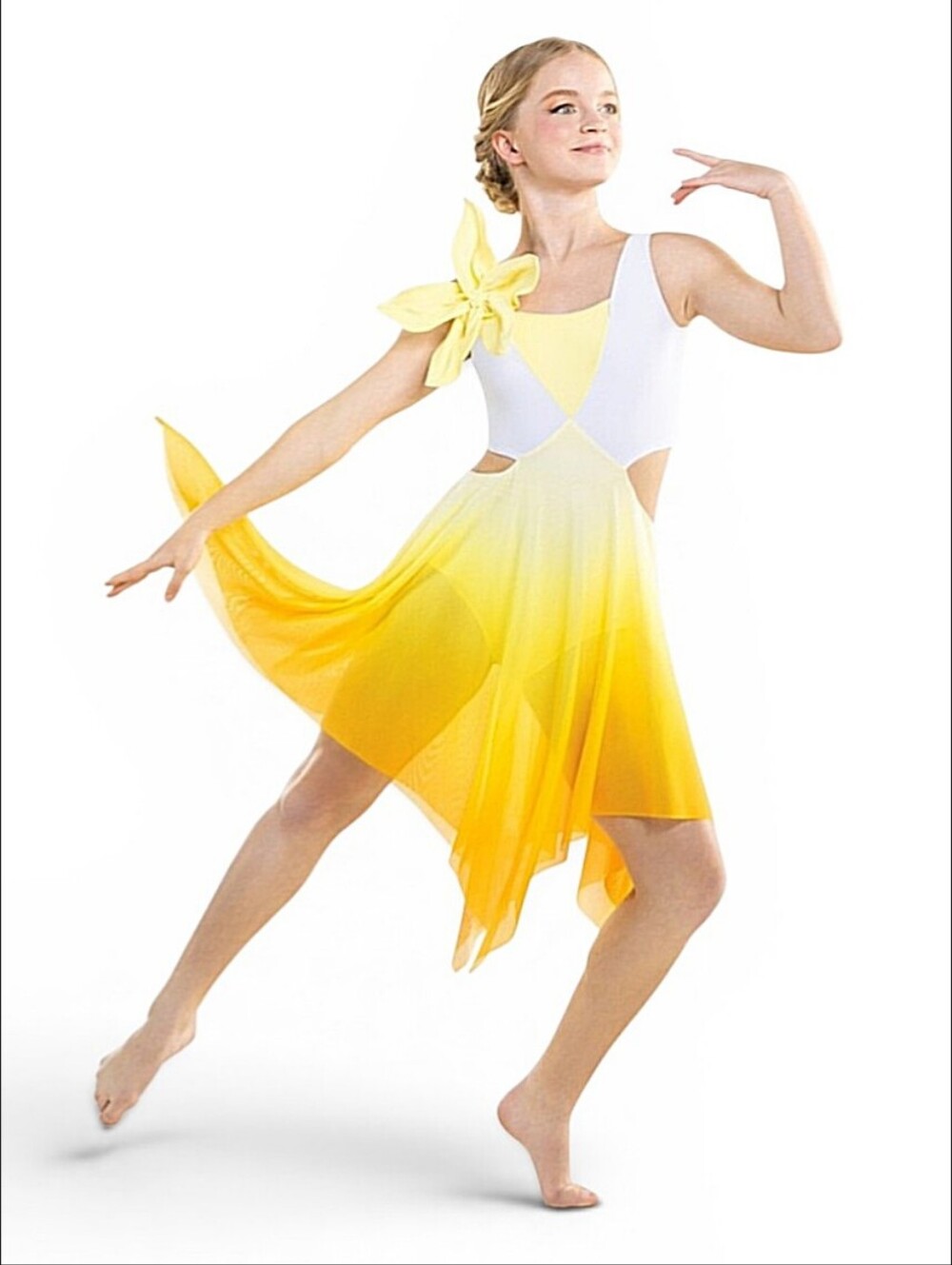 Revolution Dancewear Lyrical Solo Cutout Ombre Dance Dress Floral Clip SA